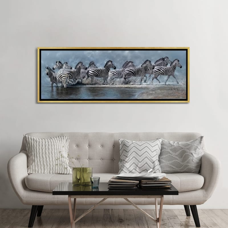 iCanvas "Flight of The Zebras" by Pip McGarry Framed Canvas Print