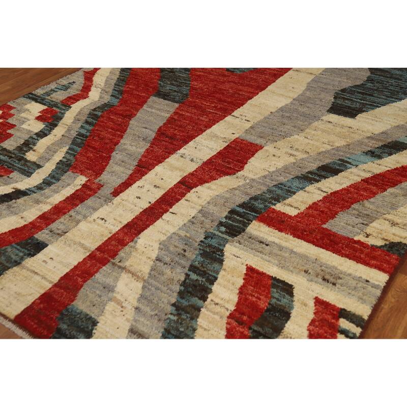 Abstract Moroccan Oriental Area Rug Handmade Wool Carpet - 7'3" x 9'8"