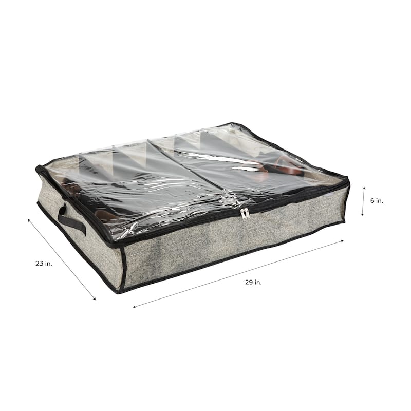 Simplify Black Plastic 12-pair Under-the-bed Shoe Storage Box - L29"x W24"x H6"