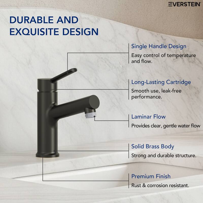 Single Handle Single Hole Bathroom Faucet with Pop‑Up Drain