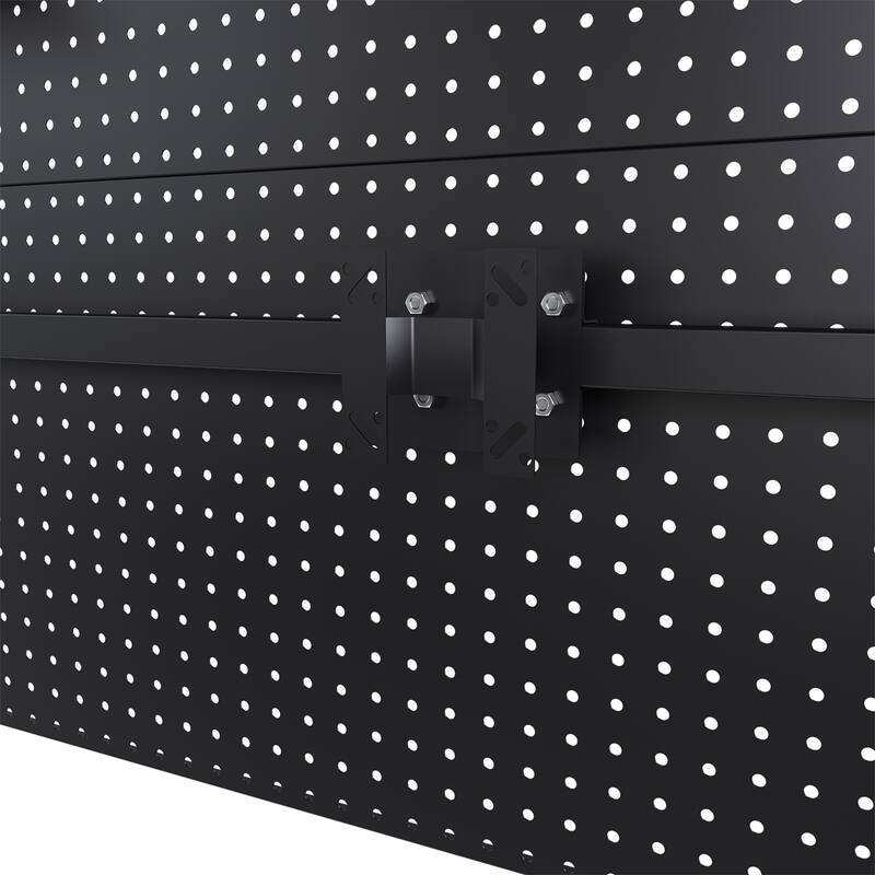 Clamp-On Desk Pegboard with Single Monitor Stand, Hooks & Movable Panel