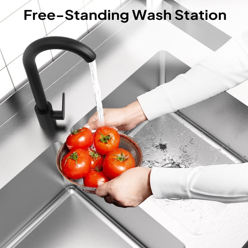 47.5 In.Heavy-Duty Freestanding Stainless Steel Double Bowl Utility Sink With Faucet