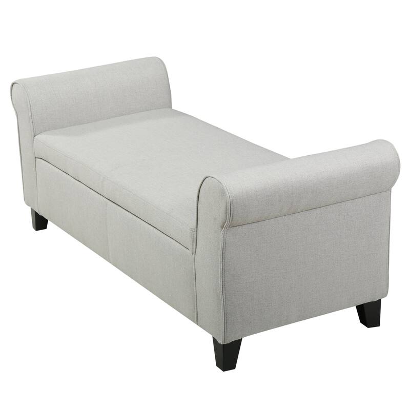 Rolled Arm Upholstered Storage Ottoman Bench
