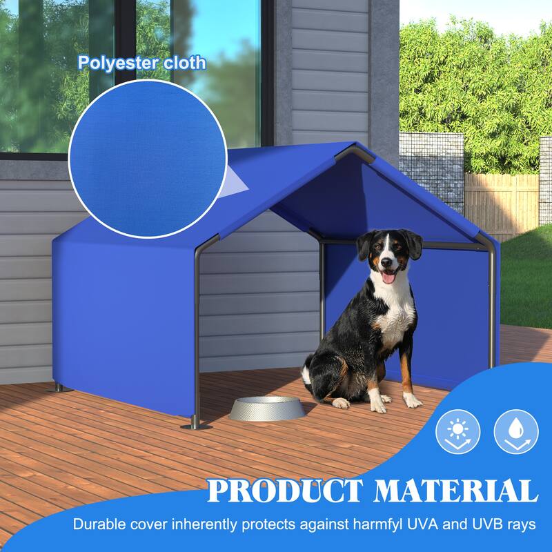 Blue Oxford Fabric Steel Dog Tent with Waterproof and Ventilated Design