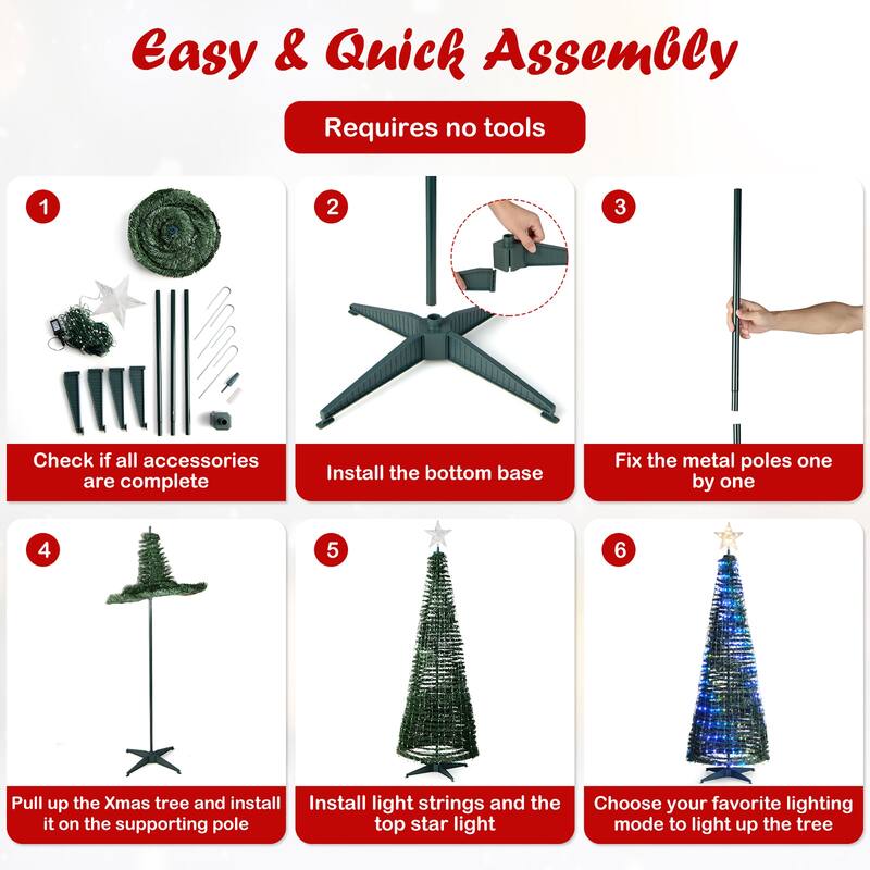 Costway 6.2 FT Pop-up Lighted Christmas Tree Pre-Lit Xmas Tree W/282 - See Details