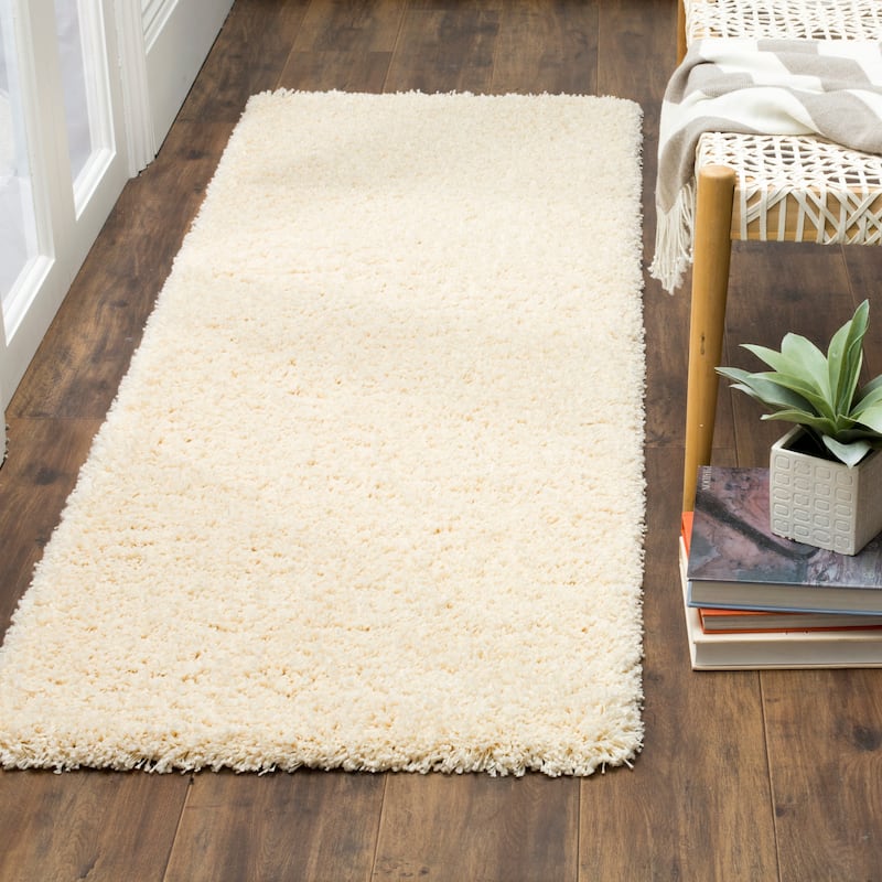 SAFAVIEH California Premium Shag Izat 2-inch Thick Area Rug - 2'3" x 15' Runner - Ivory