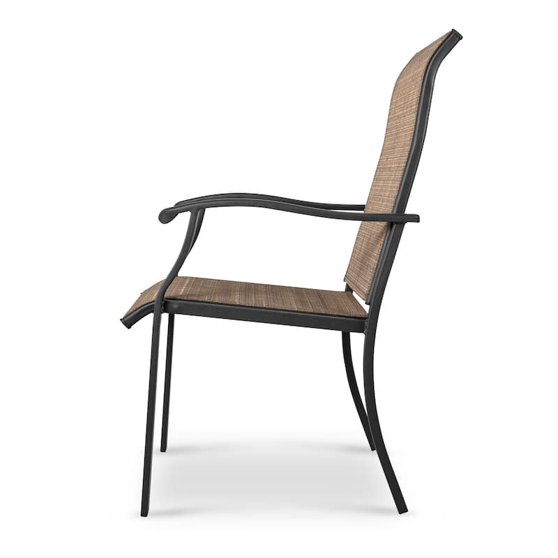 NUU GARDEN Iron Textilene Dining Chair, Brown, Set of 2