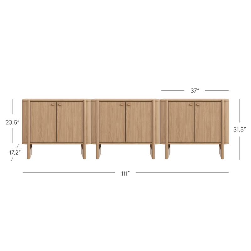 Solace Mid Century Modern Cabinet, Storage Accent Cabinet or TV Stand with Doors, Solid Wood Legs and Adjustable Shelf