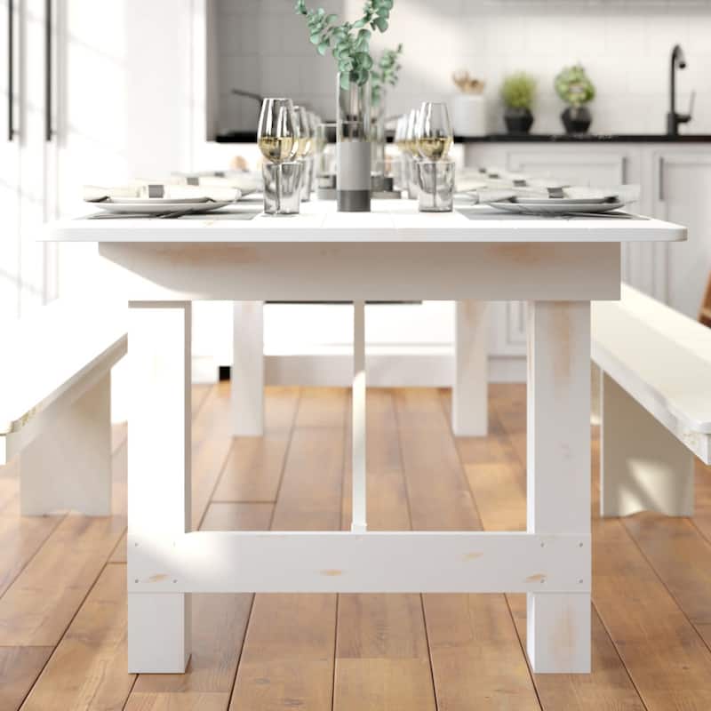 Rustic Farm Solid Pine Folding Dining Table - 108"D x 40"W x 30"H
