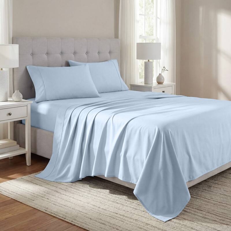 Superior Solid 1000-Thread Count Cotton Blend Deep Pocket Sheet Set - King - Blue