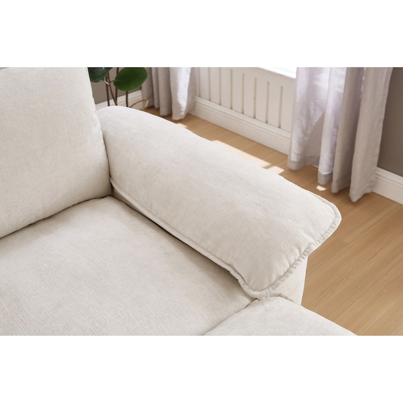 Oversize Chaise Lounge Chair with Ottoman and Storage, Upholstered in Soft Chenille