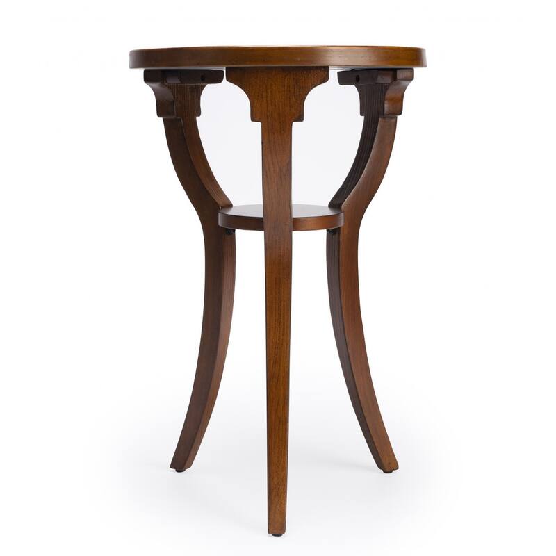 HomeRoots 24" Brown And Olive Ash Manufactured Wood Round End Table With Shelf - 15.75' X '24.25' X '15.75