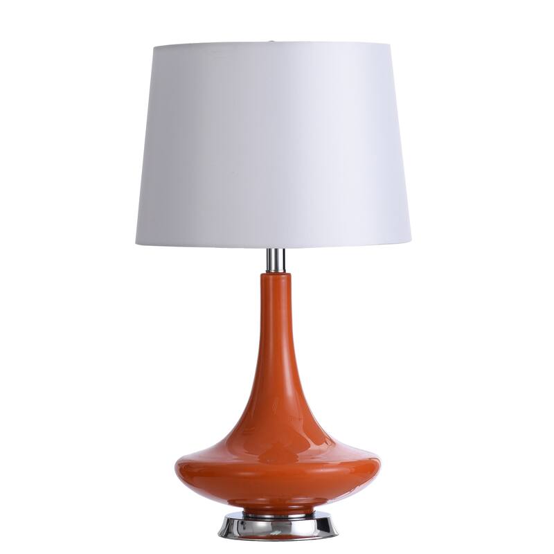 StyleCraft Orange Table Lamp - White Hardback Fabric Shade - Orange
