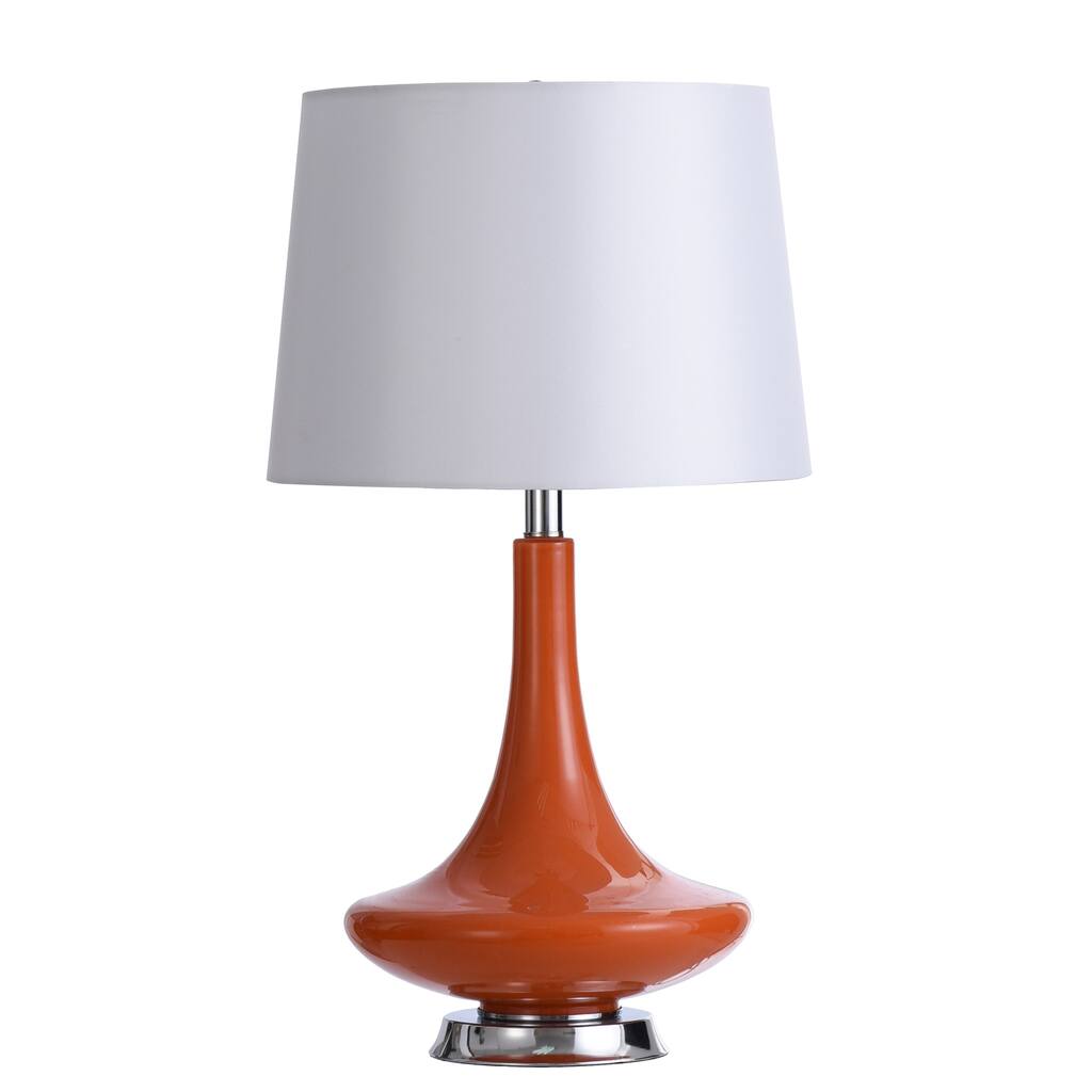 StyleCraft Orange Table Lamp - White Hardback Fabric Shade