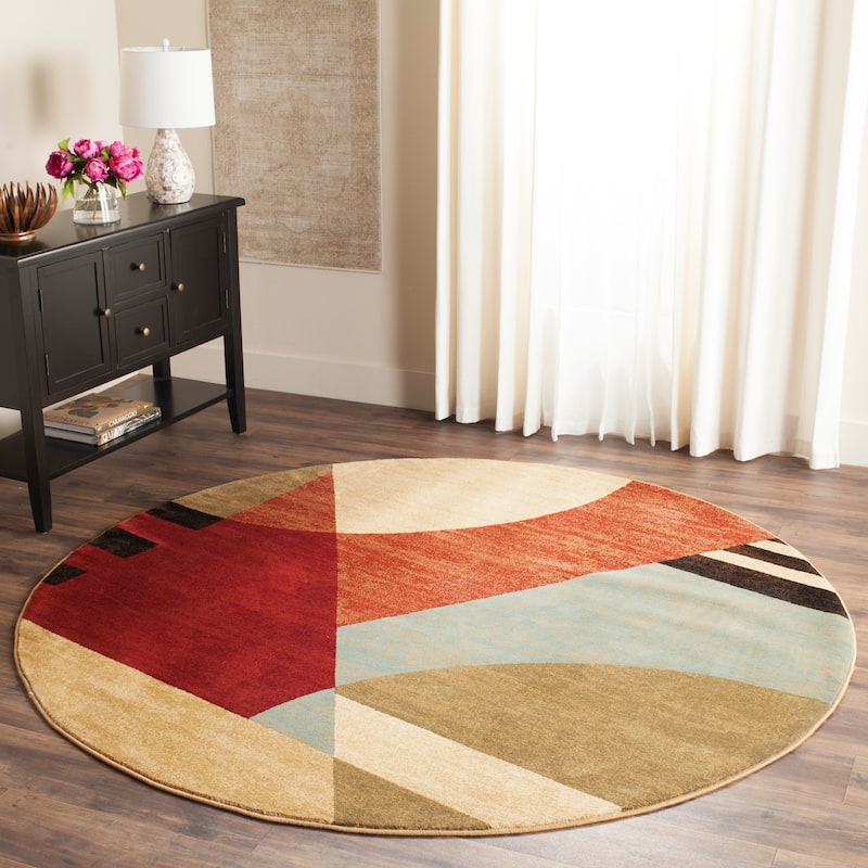 SAFAVIEH Porcello Reetta Modern Rug - 7' Round - Multi