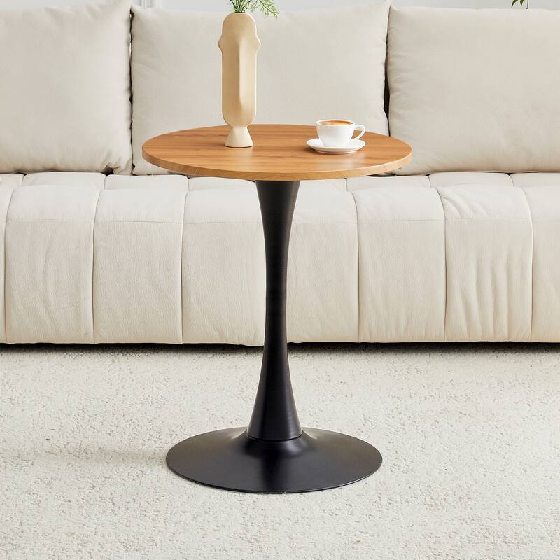 Round Dining Table, 23.6" Circle Tulip Table with Thickened Tabletop & Metal Pedestal, Mid Century Modern Bistro Table