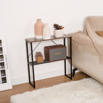Narrow End Table with Shelf for Small Space