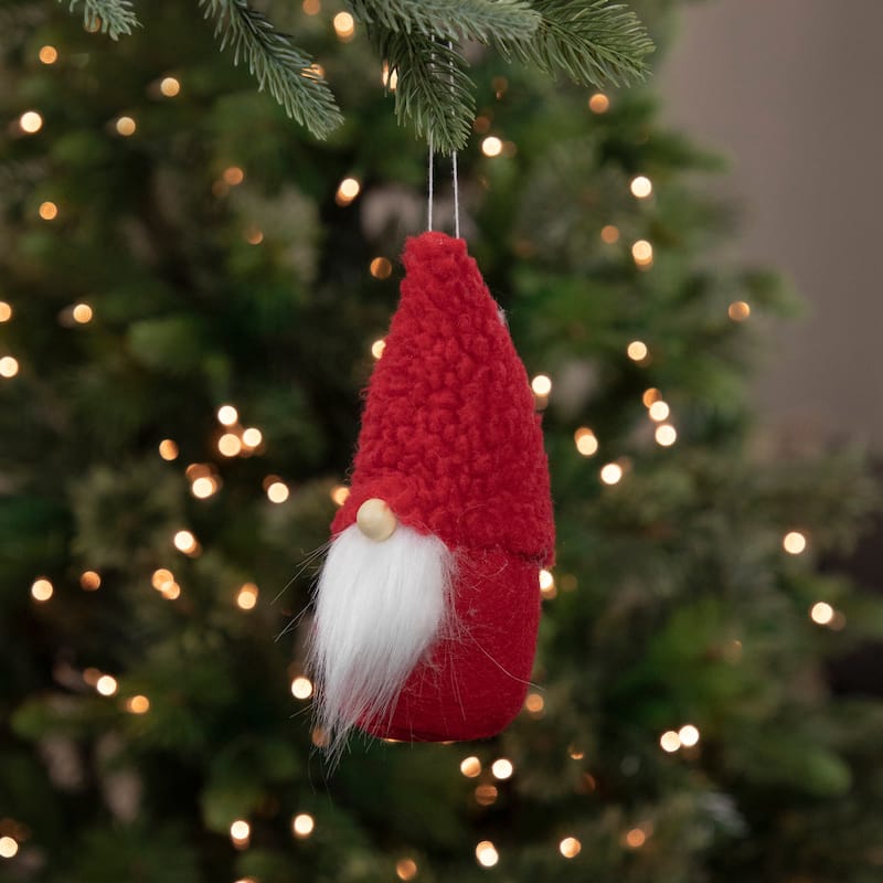 Plush Gnome Christmas Ornament - 7" - Red