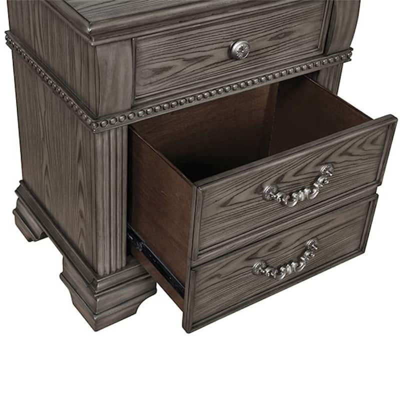Gray Solid Wood Satin Nightstand Bedroom 1PC