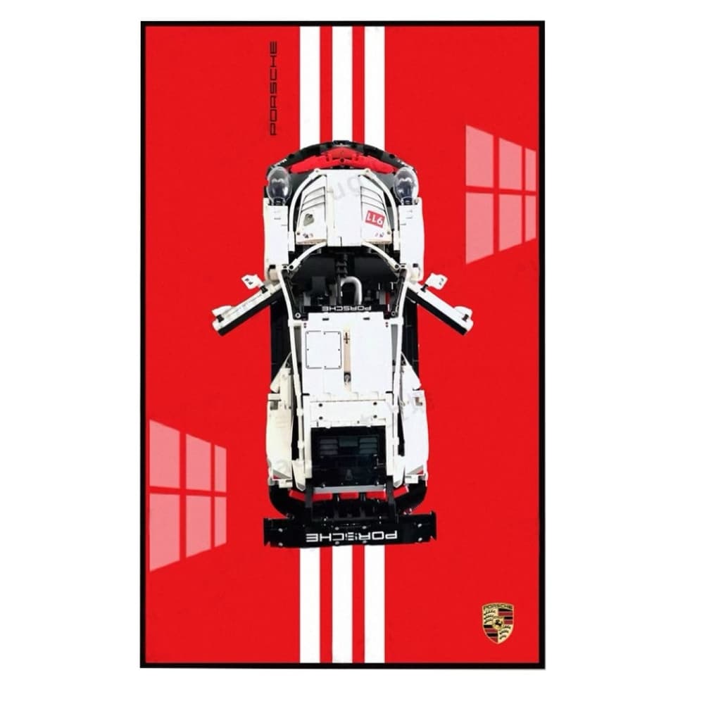 Assembled Building Block Car With Poster Display, Wall Art