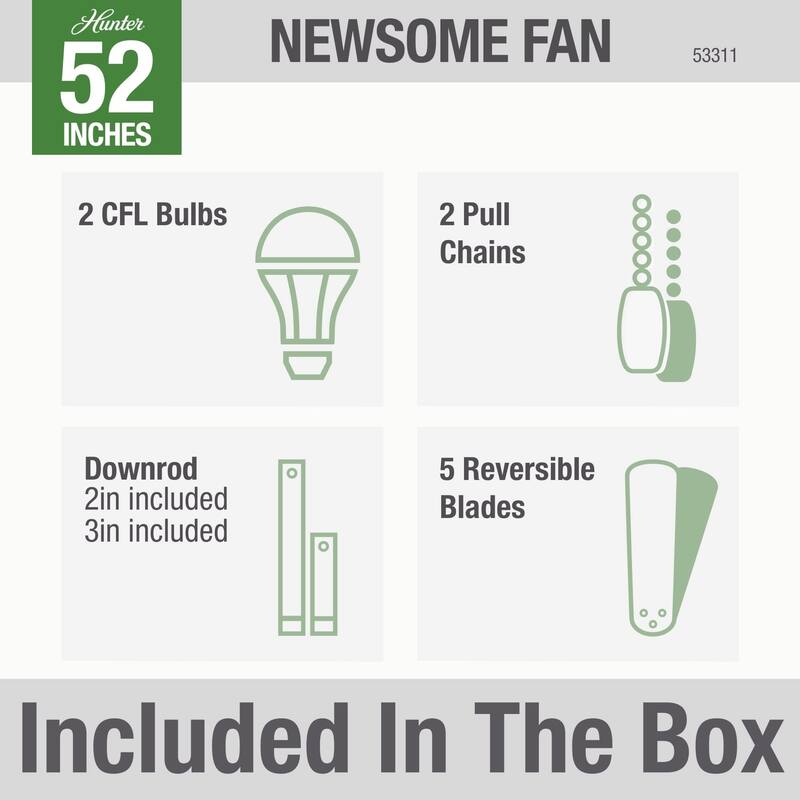 Hunter 52" Newsome Ceiling Fan with LED Bowl Light Kit and Pull Chain
