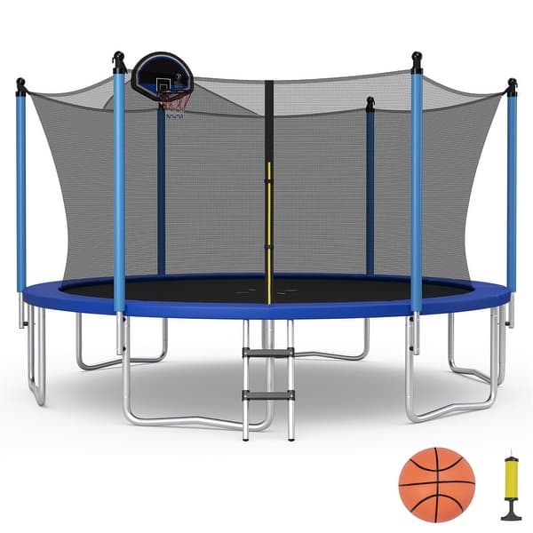 slide 2 of 12, Gymax 12/14/15/16FT Recreational Trampoline w/ Inner Enclosure Net 12 FT - 2-4 Years