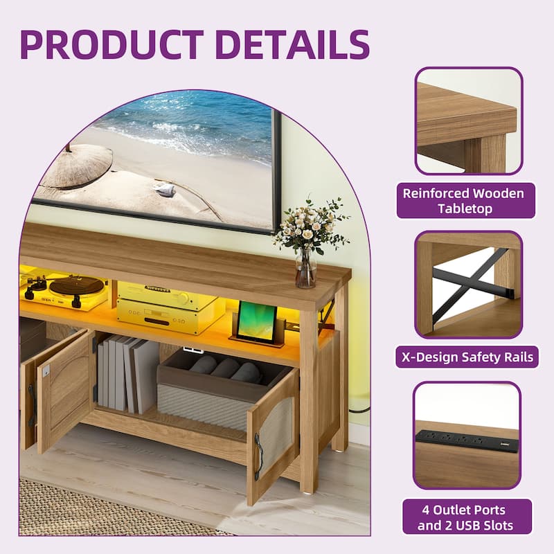 Moasis Farmhouse TV Stand Storage TV Console with Doors for TV's up to 60" 65" Living Room