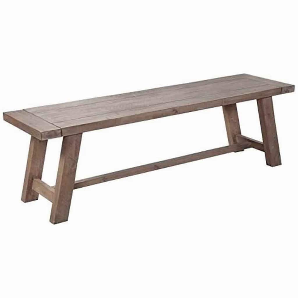 Farmhouse Wooden Dining Bench with Grain Details and Plank Top, Brown - 18 H x 60 W x 16 L