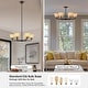 preview thumbnail 1 of 3, YANSUN Black Dual Mount Light Rod Accessories for 6-Light Pendant Ceiling Light Fixture, E26 No Light Source or Shades Included 44 * 35 * 17.5 - Black
