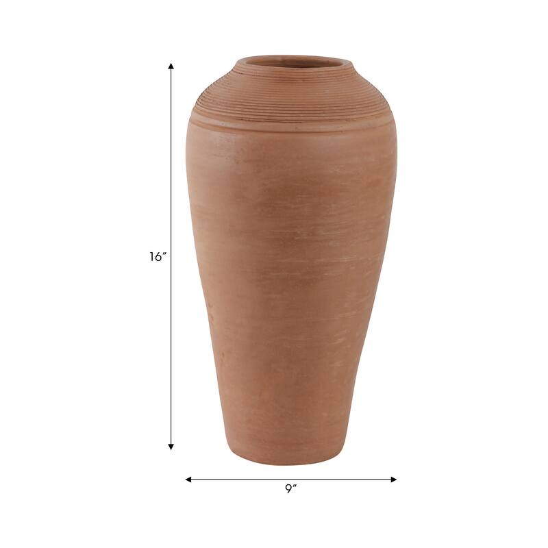 Handcrafted Terracotta Pottery Decorative Vase with Textured Detailing