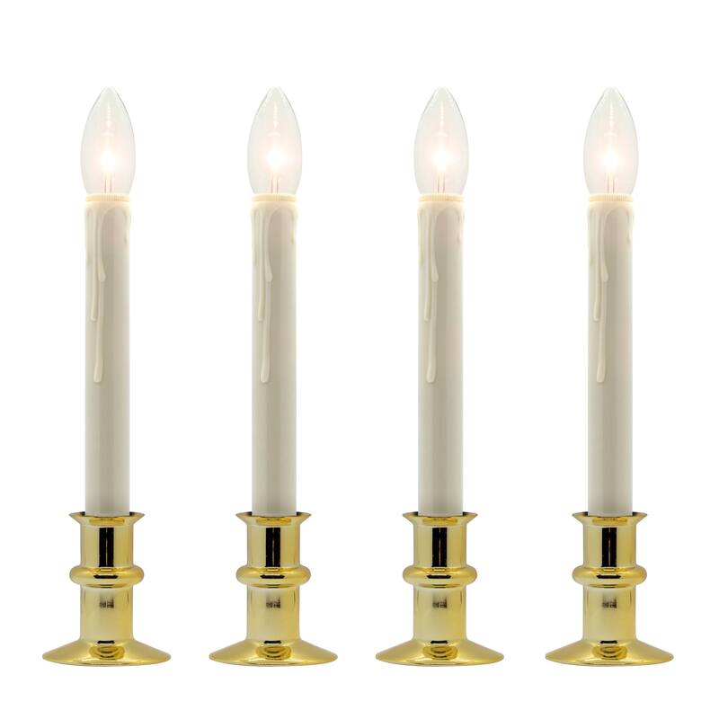 B/O Bi Directional IR Window Hugger Candles w/Remote (Set of 2 or 4) - Brass Set of 4