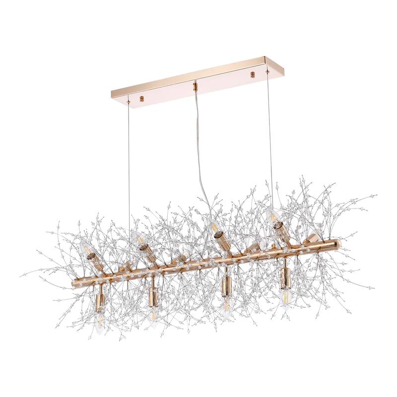 Gold Sparkle LED Linear Chandelier Pendant Light Crystal Lamp Creative Lighting