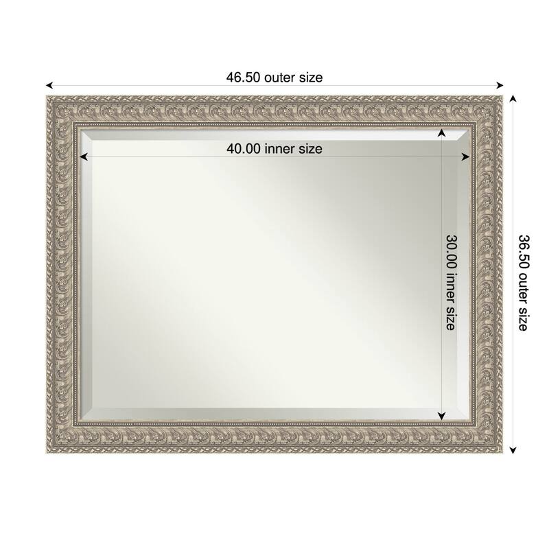 Sydney Silver Beveled Framed Bathroom Vanity Wall Mirror - Sydney Silver - 47 x 37 in