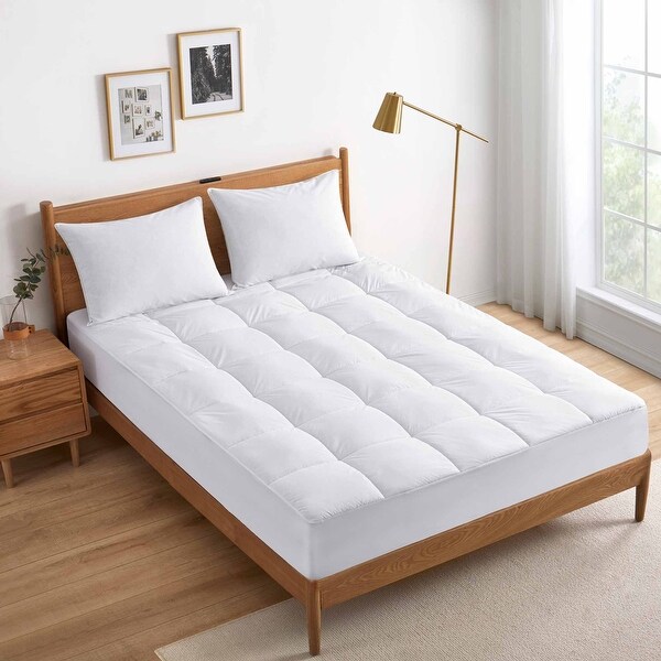PCM Cool Touch Cooling White Mattress Pad & Protector with Elastic