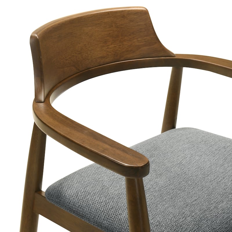 Emorie Mid-Century Modern Charcoal Upholstered Solid Wood Dining Chair in Walnut Finish 