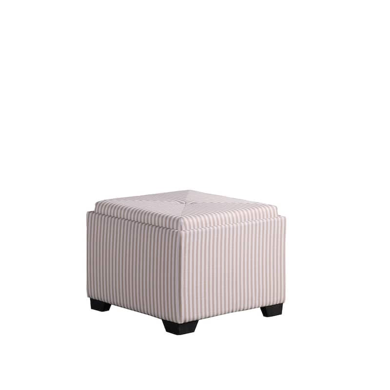 Modern Square Upholstered Storage Ottoman Striped and Covered Storage ...