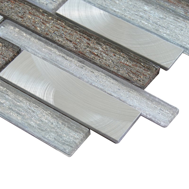 Altair Glena Rectangular Laminated Glass Mosaic Mix Aluminum Wall Tile