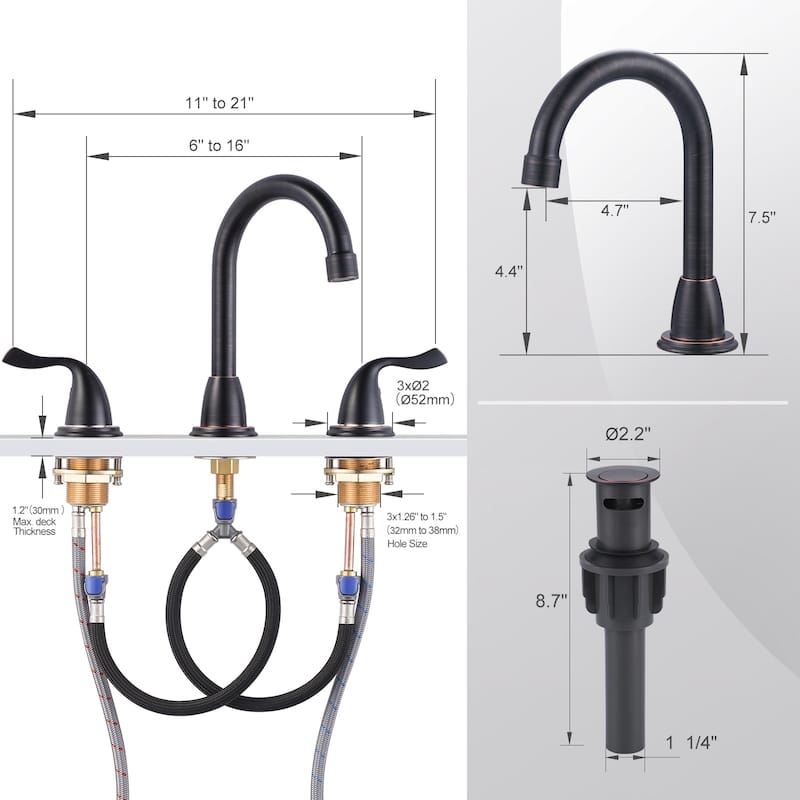WOWOW 8 Inch Widespread Bathroom Faucet in Morden