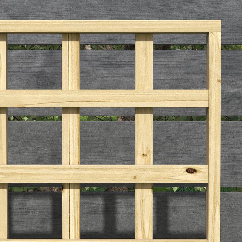 Outsunny Wooden Raised Garden Bed with Trellis, Elevated Planter Box with Storage Shelf, Outdoor Flower Box