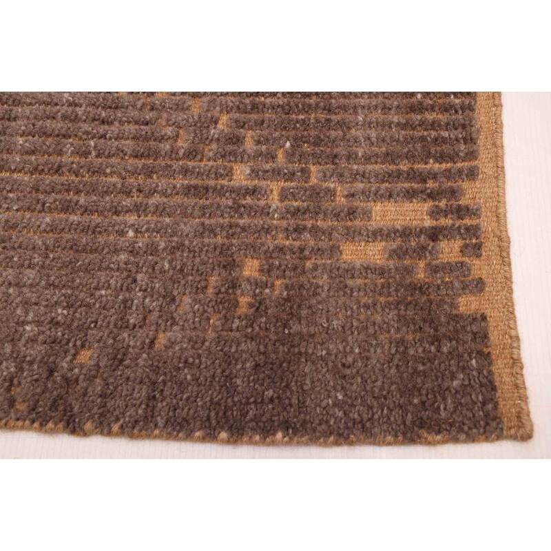 ECARPETGALLERY Hand-knotted Tangier Dark Brown Wool Rug - 5'0 x 7'11