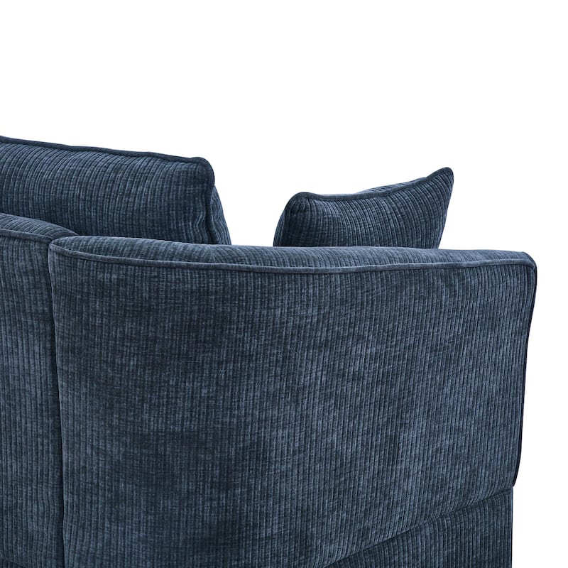 82"W Chenille Upholstered Couch With Cushion, Modern Loveseat Sofa, 3-Seater Sofas For Living Room, Beige/Blue/Grayish Brown