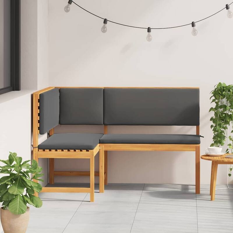 vidaXL Garden Corner Bench Brown 140 x 100 x 91cm Solid Acacia wood - 55.1 x 39.4 x 35.8