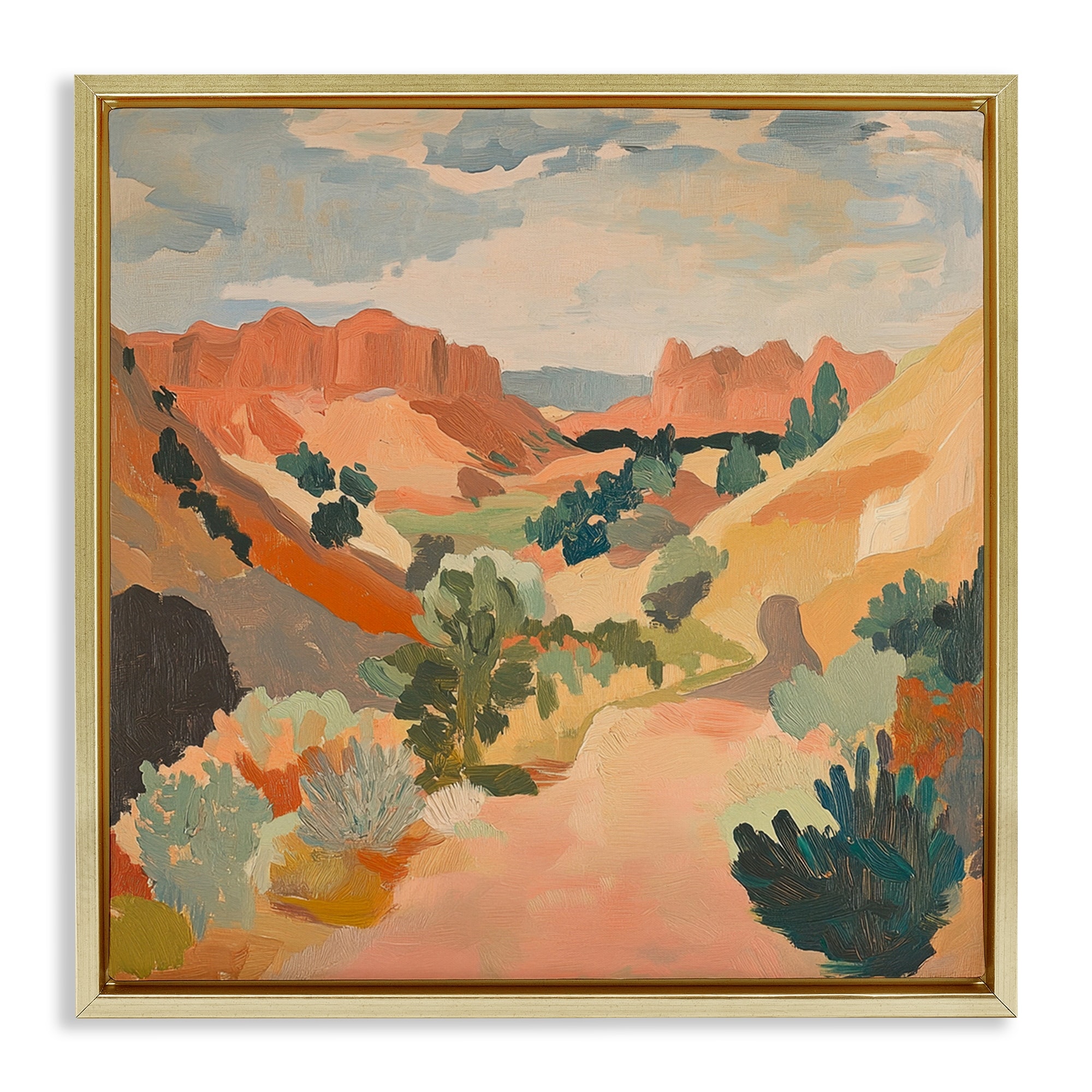 Stupell Abstract Desert Scene Framed Floater Canvas Wall Art Design By Petal Prints Design