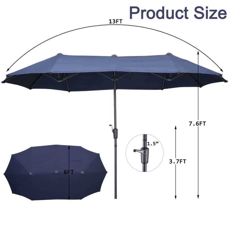 Autlaycil 13 FT Patio Umbrella with Sun Protection & Easy Crank