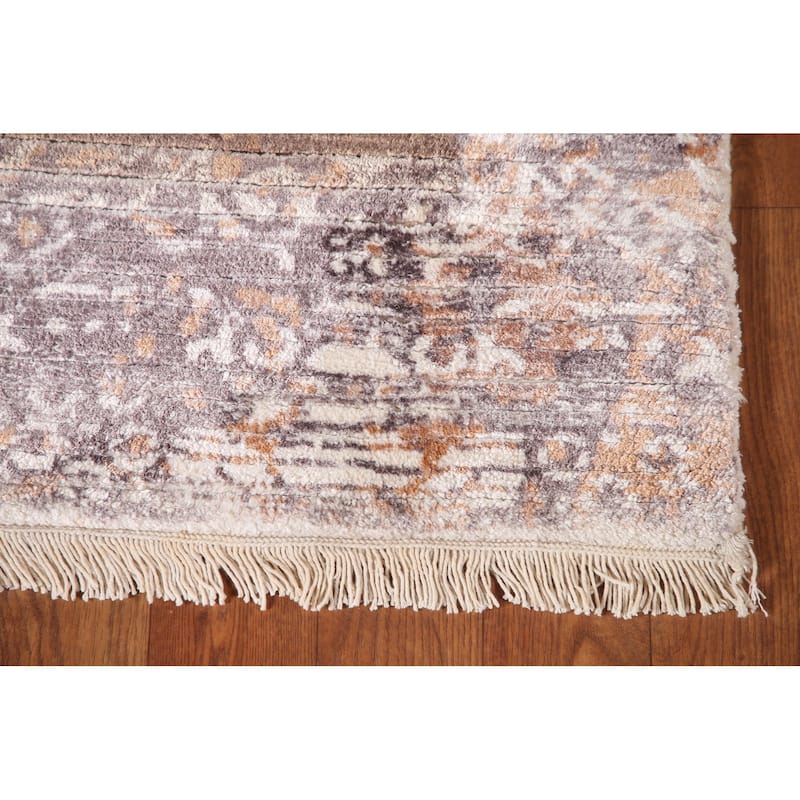 Striped Abstract Accent Rug Handmade Wool Carpet - 4'0"x 5'10"
