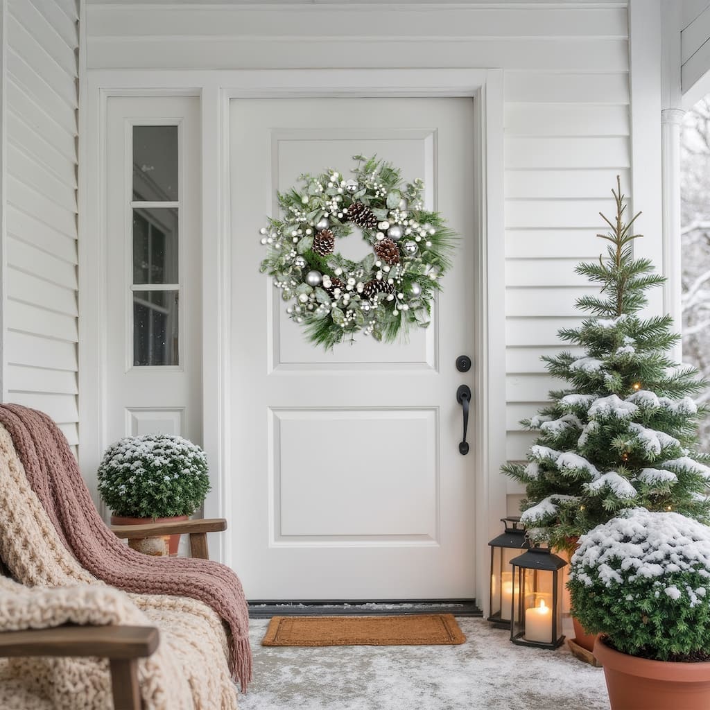 Mixed Pine with Pinecones and Ornaments Artificial Christmas Wreath - 28" - Unlit