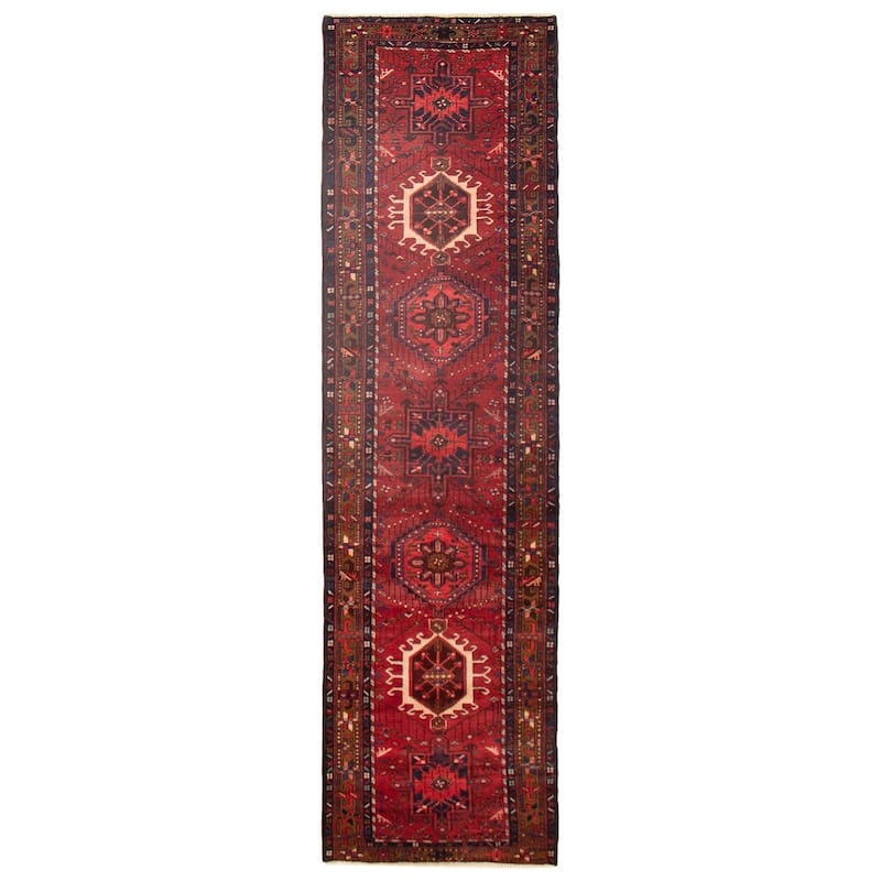 ECARPETGALLERY Hand-knotted Sarabi Red Wool Rug - 3'1 x 10'10 - Red - 3'1 x 10'10