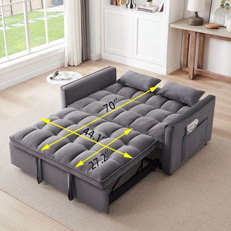 Convertible Sofa Bed, Modern Velvet Double Sofa Futon Sofa Bed