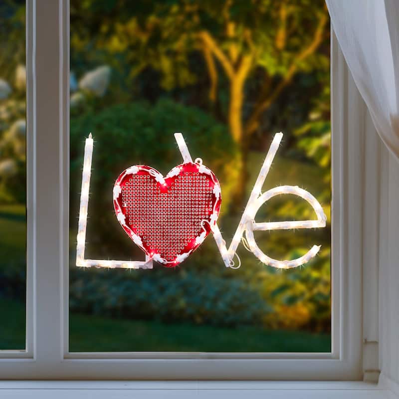 17" White Red "LoVe" Heart Valentine's Day Window Silhouette Decor