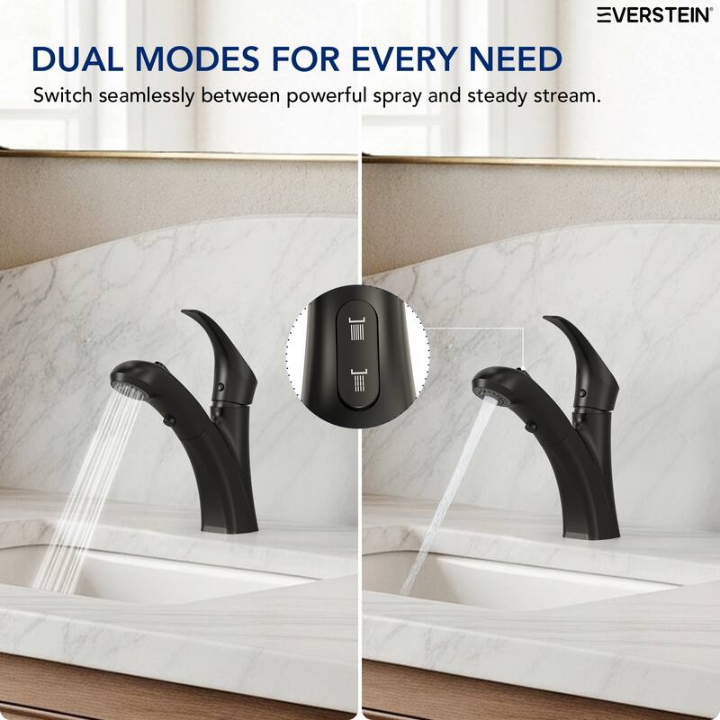 Single Handle Single Hole Pull-Out Basin Bathroom Faucet with Pop‑Up Drain